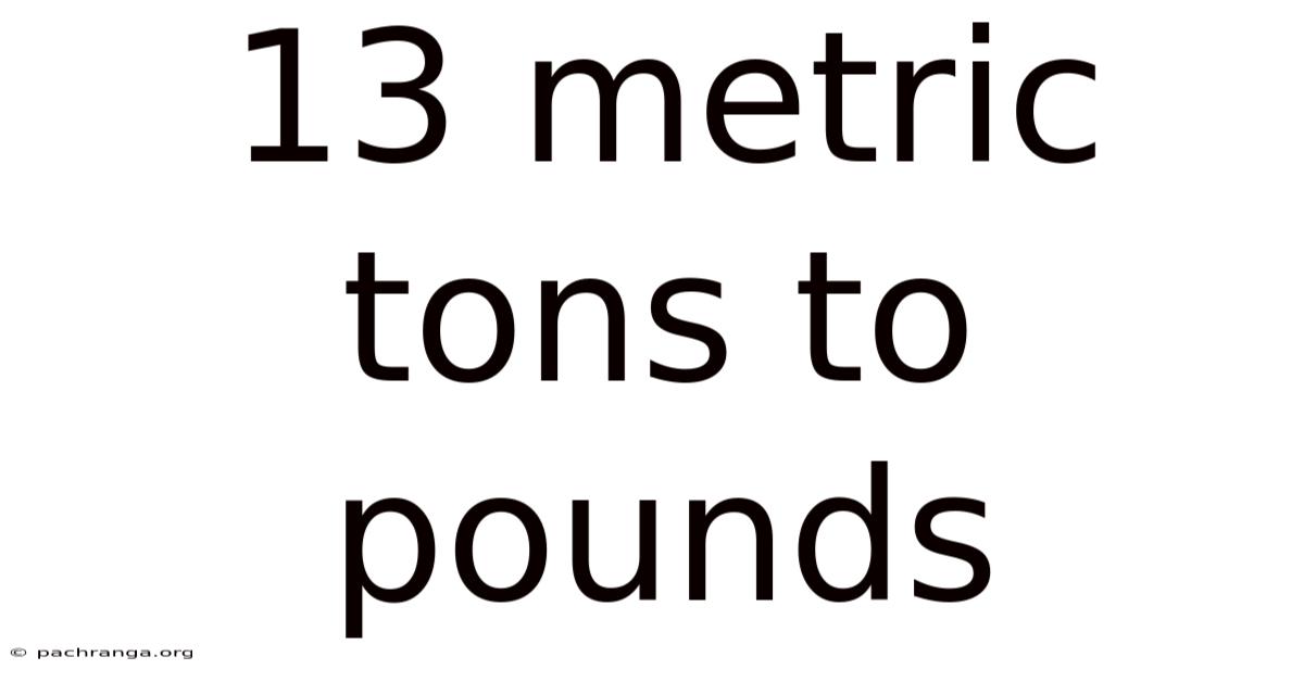 13 Metric Tons To Pounds