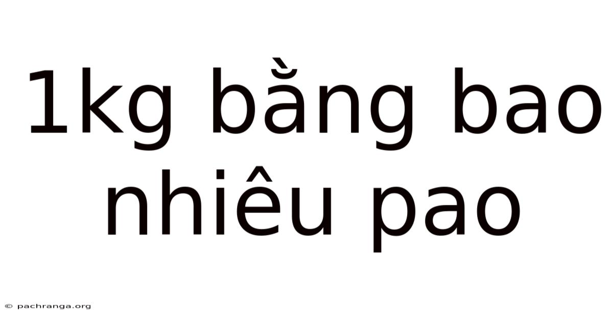 1kg Bằng Bao Nhiêu Pao