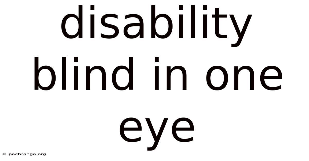 Disability Blind In One Eye