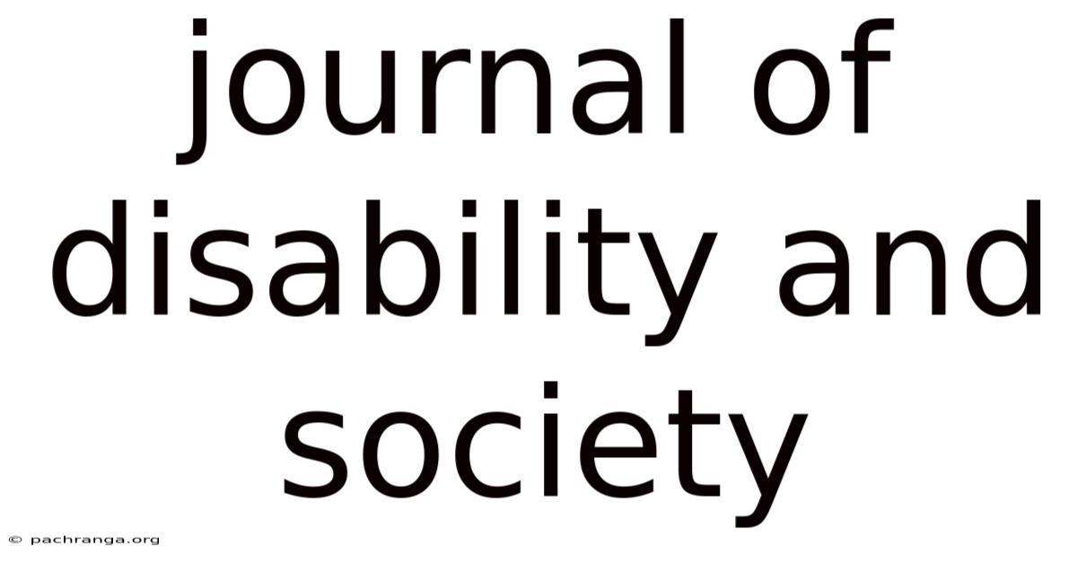 Journal Of Disability And Society
